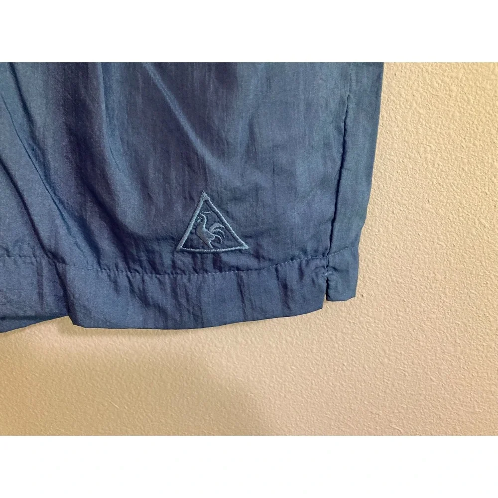 Vintage Le Coq Sportif Blue Nylon‎ Shorts Size 10 Women with Pockets